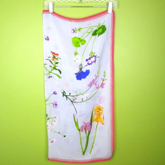 Vintage Accessories - 💚VTG 80s Silk Scarf Floral Spring Square 30x30